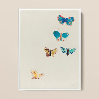 Five Butterflies - Odilon Redon Art Print / Canvas Framed Artwork Five Colorful Abstract Butterflies Blue Yellow Odilon Redon, Invisible