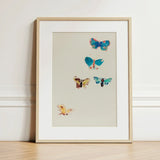 Five Butterflies - Odilon Redon Art Print / Canvas Framed Artwork Colorful Watercolor-style Light Beige, Invisible Aria, Prints