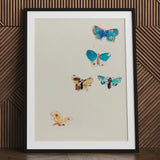 Five Butterflies - Odilon Redon Art Print / Canvas Framed Butterfly Artwork Vibrant Colors Simple Black Frame, Invisible Aria, Prints