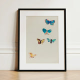 Five Butterflies - Odilon Redon Art Print / Canvas Framed Watercolor Artwork Colorful Blue Yellow, Invisible Aria, Prints