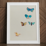 Five Butterflies - Odilon Redon Art Print / Canvas White Framed Butterfly Artwork Odilon Redon, Invisible Aria, Five Butterflies