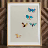 Five Butterflies - Odilon Redon Art Print / Canvas Wooden Framed Butterfly Artwork Watercolor Design Vibrant Colors, Invisible Aria, Prints