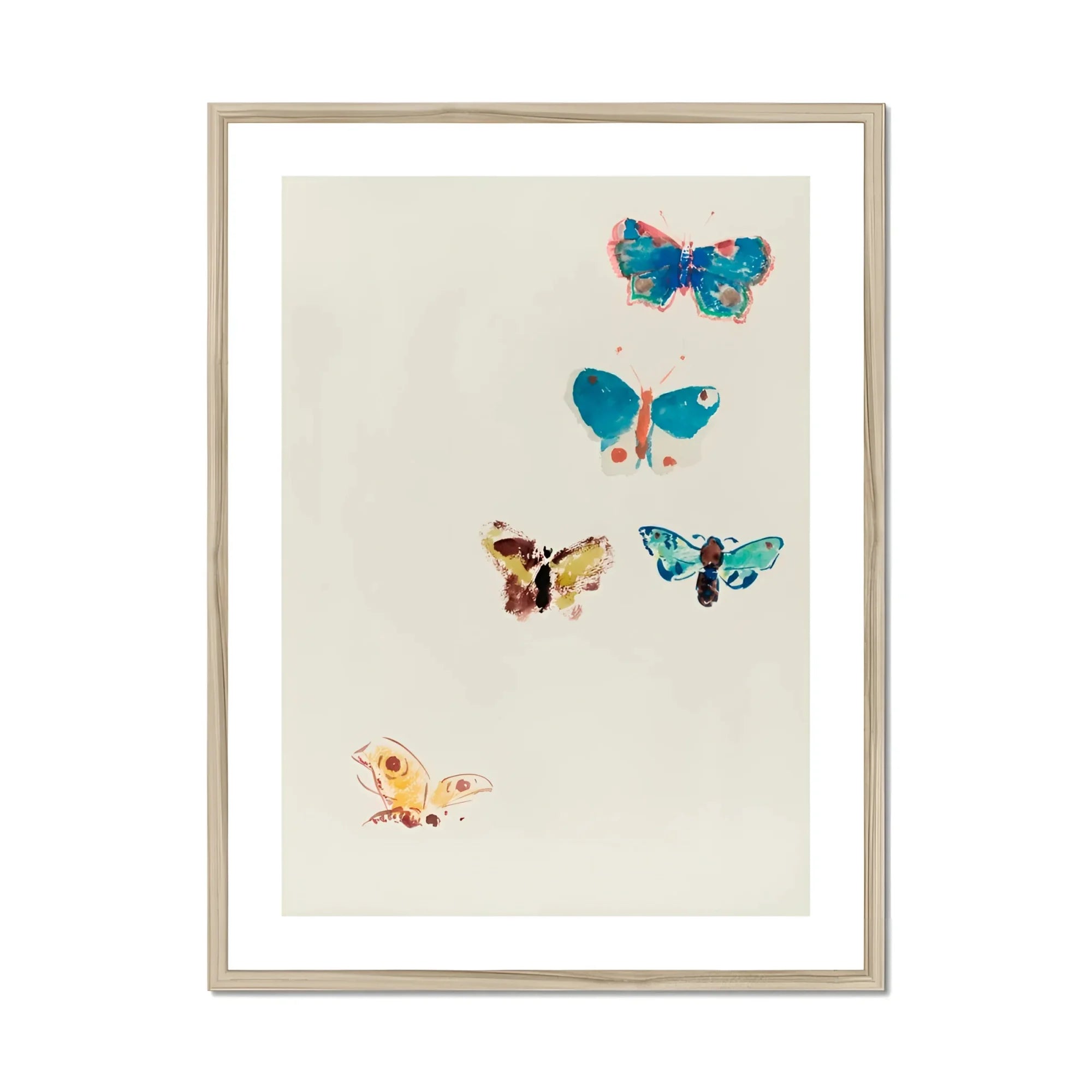 Five Butterflies - Odilon Redon Art Print, Framed Butterfly Watercolor Painting