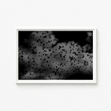 Black-and-white Framed Art Flock Birds Flight Dark Textured White Print, Gray Canopy, Surge