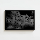 Black-framed Artwork Flock Birds Grayscale Dark Clouds White Art Print, Gray Canopy, Surge