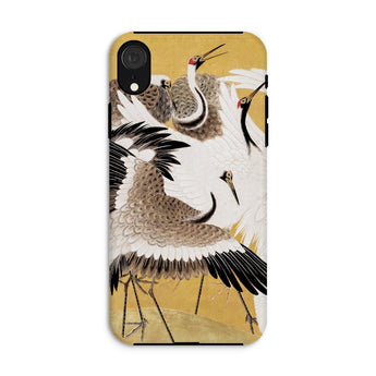 Flock of Cranes - Ishida Yutei Edo Art Phone Case Iphone Xr / Matte Phone Case Artistic Design Cranes Flight Golden Background Ishida