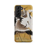 Flock of Cranes - Ishida Yutei Edo Art Phone Case Samsung Galaxy S21 Fe / Matte Phone Case Detailed Illustration White Brown Cranes Black