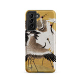 Flock of Cranes - Ishida Yutei Edo Art Phone Case Samsung Galaxy S21 / Matte Phone Case Detailed Illustration Elegant Cranes White Brown