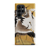 Flock of Cranes - Ishida Yutei Edo Art Phone Case Samsung Galaxy S22 Ultra / Matte Phone Case Elegant Illustration Cranes White Brown