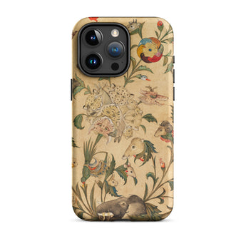 Floral Fantasy of Animals and Birds Phone Case Iphone 15 Pro Max / Matte Animal-themed Patterned Phone Case Garden Stitched, Iphone