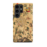 Floral Fantasy of Animals and Birds Phone Case Samsung Galaxy S24 Ultra / Matte Vintage-style Phone Case Intricate Sepia-toned Illustration