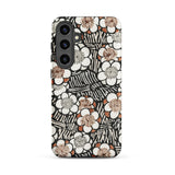 Floral Pattern - Bijutsu Sekai Watanabe Seitei Phone Case Samsung Galaxy S24 Plus / Matte Black White Rust-colored Floral-patterned Phone