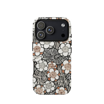 Floral Pattern - Bijutsu Sekai Watanabe Seitei Phone Case Iphone 17 Pro / Matte Iphone 12 Pro Max Case Floral Pattern Black Watanabe