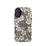 Floral Pattern - Bijutsu Sekai Watanabe Seitei Phone Case Iphone 17 / Matte Floral-patterned Phone Case Black White Design Mix Pinkish