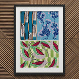 Floréal-dessins & Coloris Nouveaux - E.a. Séguy Art Print / Canvas Framed Triptych Stylized Botanical Patterns Bold, Nouveau Prints