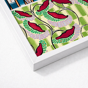 Vibrant Framed Artwork Stylized Red Lips Green Cream Art Print, Coloris Nouveaux, Nouveau