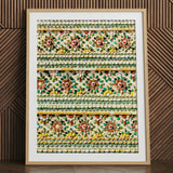 Flower Beds - Floraler Mosaik-Kunstdruck eines thailändischen Tempels / Leinwand, 24x32’’ / 61x81cm / Naturrahmen / Passepartout, Poster, Drucke & visuelle Kunstwerke,