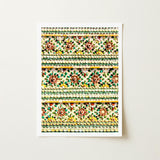 Flower Beds - Floral Thai Temple Mosaic Art Print / Canvas Framed Artwork Intricate Layered Patterns Made Colorful Aesthetics, Prints