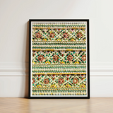 Framed Artwork Intricate Three-dimensional Floral Patterns Crafted Colorful Thai Temple Aesthetics, Mosaic