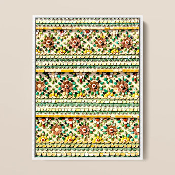 Flower Beds - Floral Thai Temple Mosaic Art Print / Canvas, Thai Temple Aesthetics, Floral Thai Temple, Thai Temple Mosaic