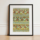 Flower Beds - Floral Thai Temple Mosaic Art Print / Canvas Framed Artwork Intricate Three-dimensional Patterns Crafted Layered Aesthetics,