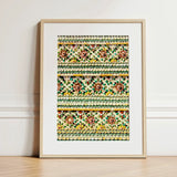 Flower Beds - Floral Thai Temple Mosaic Art Print / Canvas Framed Artwork Intricate Three-dimensional Patterns Earthy Tones Aesthetics,