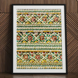 Flower Beds - Floral Thai Temple Mosaic Art Print / Canvas Framed Decorative Wall Piece Intricate Three-dimensional Aesthetics, Prints