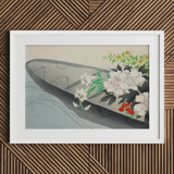 Flower Boat - Kamisaka Sekka Art Print / Canvas White Framed Artwork Boat Vibrant Floral Arrangements Kamisaka Sekka Charts, Tiger Lilies