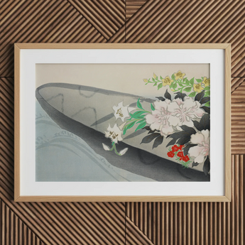 Flower Boat - Kamisaka Sekka Art Print / Canvas Wooden Framed Floral Boat Artwork Kamisaka Sekka Charts, Tiger Lilies Arched, Ceremonial