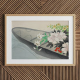 Flower Boat - Kamisaka Sekka Art Print / Canvas Wooden Framed Floral Artwork Charts, Tiger Lilies Arched, Ceremonial Hush Prints