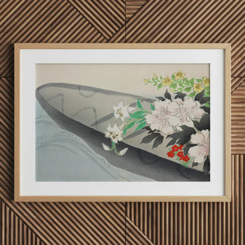 Flower Boat - Kamisaka Sekka Art Print / Canvas Wooden Framed Floral Artwork Charts, Tiger Lilies Arched, Ceremonial Hush Prints