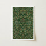 Flower Garden - William Morris Decorative Art Print / Canvas Framed Intricate Botanical Pattern Deep Green Accents, Victorian Design