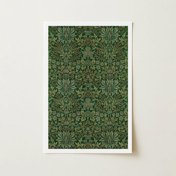 Flower Garden - William Morris Decorative Art Print / Canvas Framed Intricate Botanical Pattern Deep Green Accents, Victorian Design
