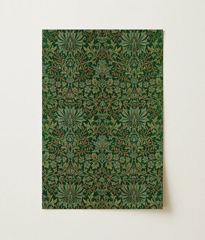 Dark Green Rectangular Notepad Intricate Floral Botanical Pattern William Morris Flower, Garden, Victorian Design Innovation