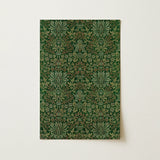 Flower Garden - William Morris Decorative Art Print / Canvas Dark Green Rectangular Notepad Intricate Floral Botanical Pattern, Victorian