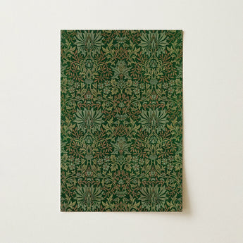 Flower Garden - William Morris Decorative Art Print / Canvas Dark Green Rectangular Notepad Intricate Floral Botanical Pattern, Victorian