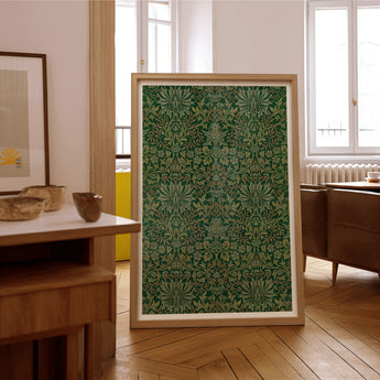 Flower Garden - William Morris Decorative Art Print / Canvas Framed Green Wallpaper Intricate Floral Vine Pattern, Victorian Design