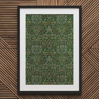 Flower Garden - William Morris Decorative Art Print / Canvas Framed Intricate Botanical Pattern Shades Green, Victorian Design Innovation