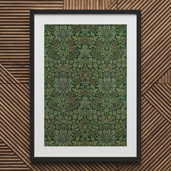 Flower Garden - William Morris Decorative Art Print / Canvas Framed Art Print Intricate Botanical Pattern Shades Green William Morris