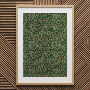 Flower Garden - William Morris Decorative Art Print / Canvas Framed Piece Intricate Botanical Pattern Shades Green, Victorian Design