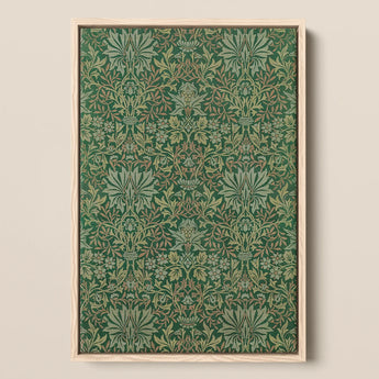 Flower Garden - William Morris Decorative Art Print / Canvas Framed Piece Intricate Botanical Pattern Shades Green, Victorian Design