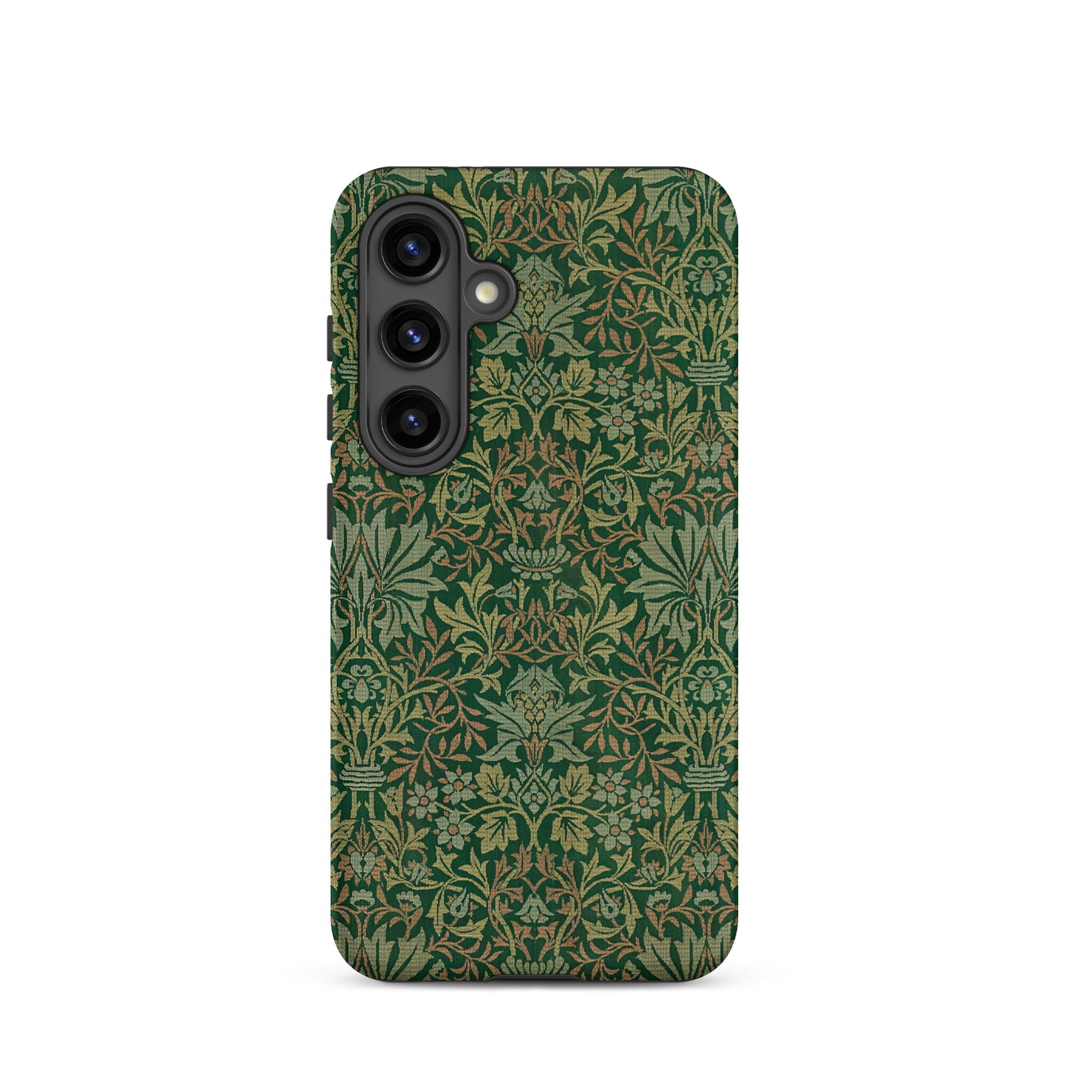 Flower Garden William Morris Pattern Samsung Case, Galaxy S24 / Matte, Smartphone Case Dark Green Intricate Floral Foliage Pattern