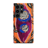 Flower Pods - E.a. Seguy Pochoir Phone Case Samsung Galaxy S24 Ultra / Matte Vibrant Orange Purple Patterned Phone Case Bold Blue Flower