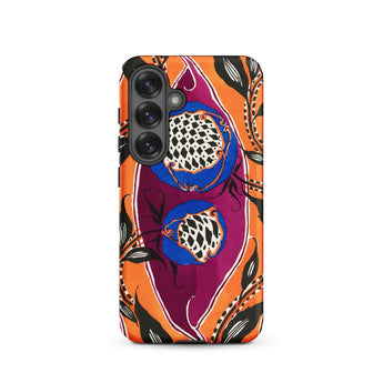 Flower Pods - E.a. Seguy Pochoir Phone Case Samsung Galaxy S25 / Matte Vibrant Orange Purple Patterned Phone Case Intricate Black Flower