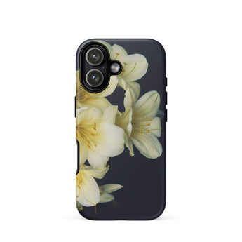 Flower Power too - Yellow Clivia Miniata Iphone Case 17 / Matte Iphone 12 Case Floral Design Black Background Yellow Clivia Miniata,