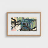 Flower Wagon - Kamisaka Sekka Woodblock Art Print / Canvas Framed Artwork Vintage Carriage Adorned Purple Wisteria Vines, Momoyogusa,