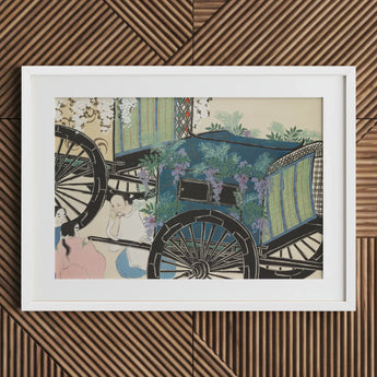 Flower Wagon - Kamisaka Sekka Woodblock Art Print / Canvas Framed Traditional Japanese-style Carriage Adorned Lush Greenery, Momoyogusa,