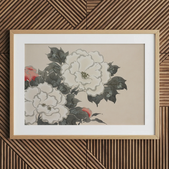 Flowers from Momoyogusa - Kamisaka Sekka Art Print / Canvas, 30x20’’ / 76x51cm / Natural Frame / Matboard, Posters Prints & Visual Artwork,