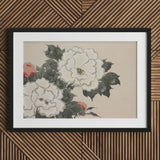 Flowers from Momoyogusa - Kamisaka Sekka Art Print / Canvas Black-framed Artwork Delicate Watercolor Painting White Pink Peonies Sekka’s,