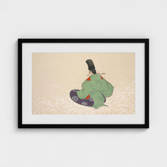 Flute Player - Kamisaka Sekka Meiji Period Art Print / Canvas Black-framed Traditional Japanese Figure Green Purple, Sekka’s Prints